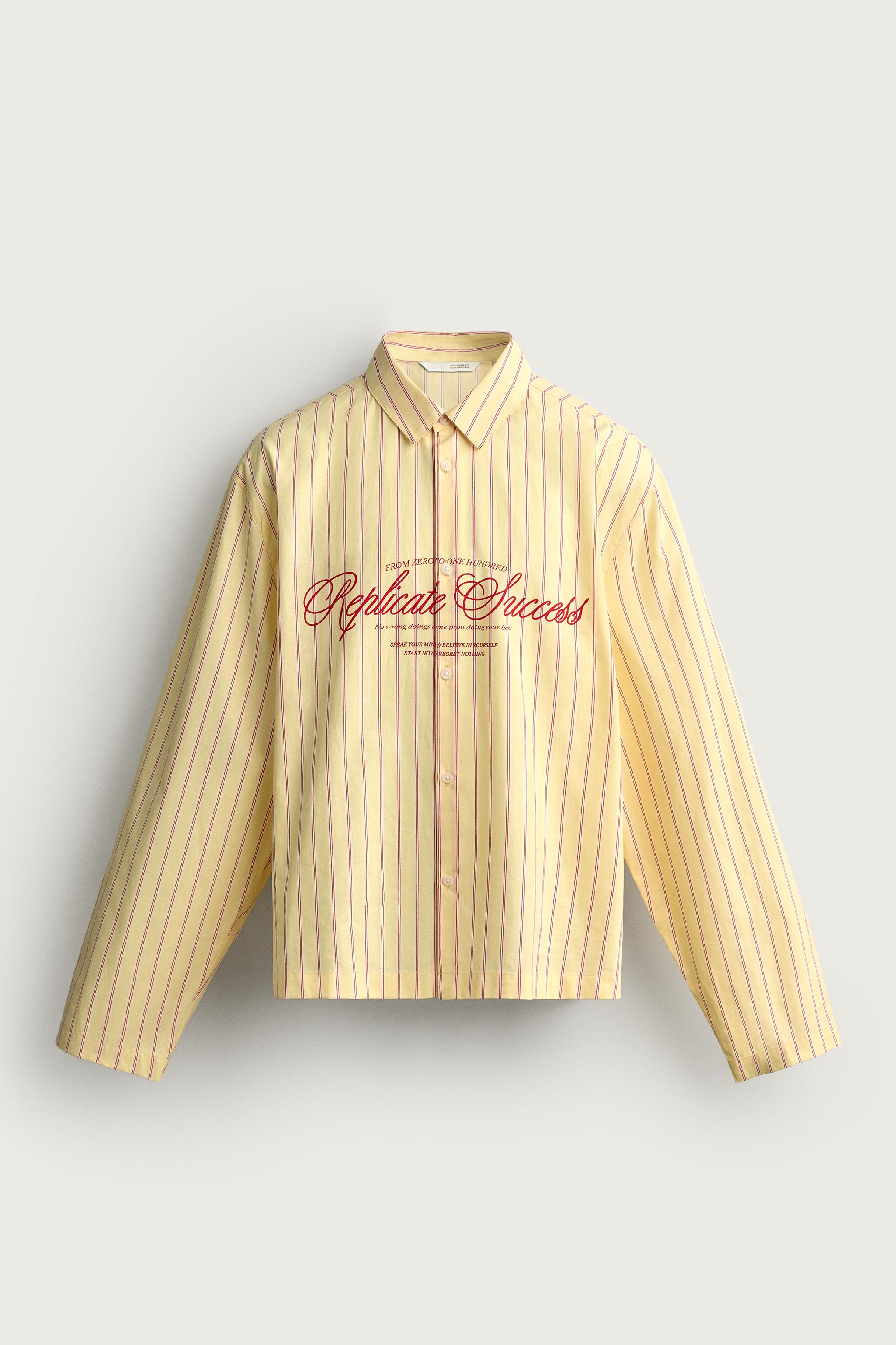CHEMISE BOXY FIT RAYURES ET INSCRIPTION